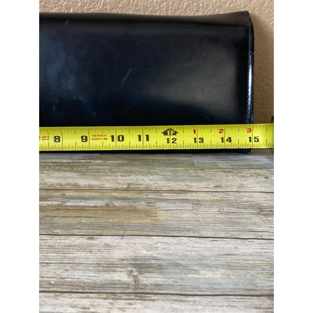 1950s Aetna USA Black Patent Envelope Clutch Purse Royaltone Lined 15" Mid Centu - Picture 8 of 16